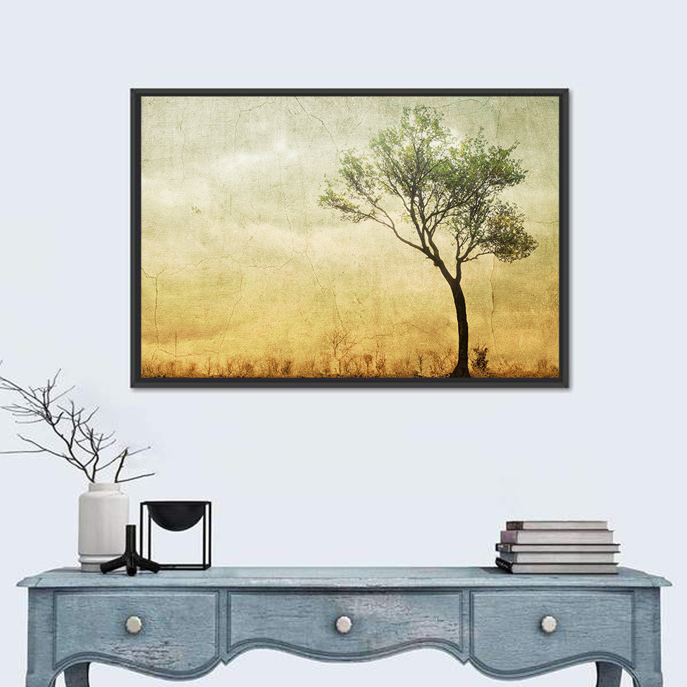 Surreal Tree with Cracked Paint Texture Wall Art
