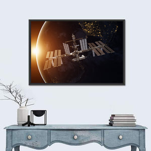 Space Station Over Planet Earth Wall Art