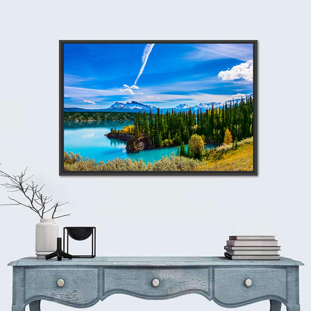 Abraham Lake Shoreline Wall Art in a room, landscape