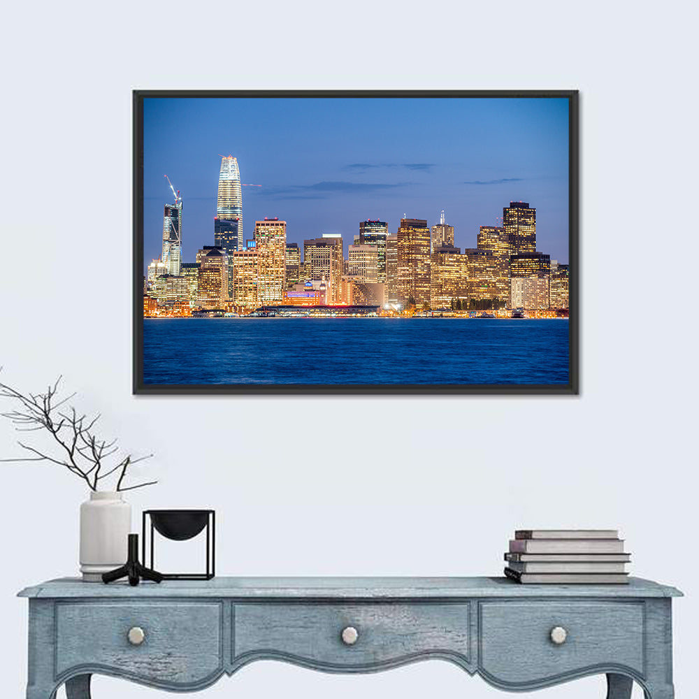 San Francisco Skyline at Twilight Wall Art in a room, landscape