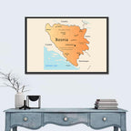 Bosnia and Herzegovina Map Wall Art