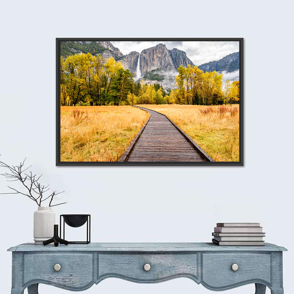 Yosemite Valley Boardwalk Wall Art in a room, landscape