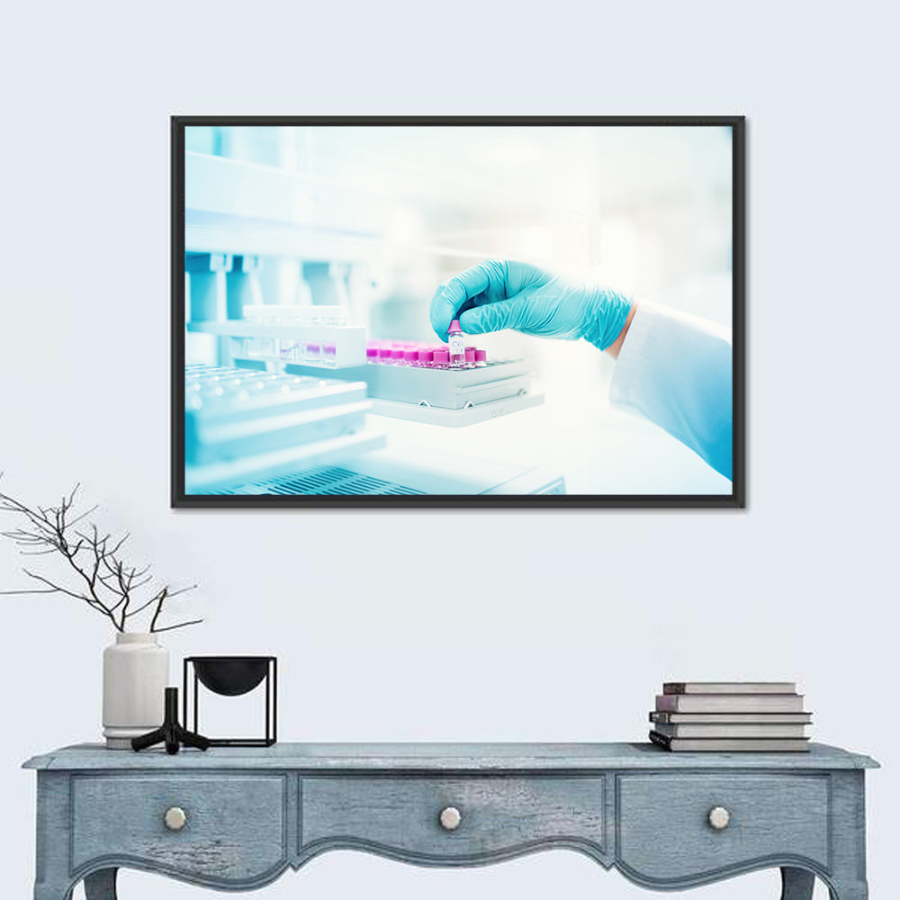 Gloved Hand Placing Vial in Laboratory Wall Art