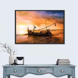 Boat On Beach At Bali Island Wall Art