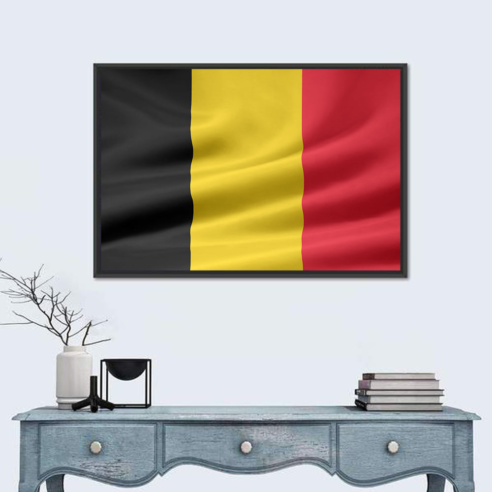 Waving Belgian Flag Wall Art in a room, landscape