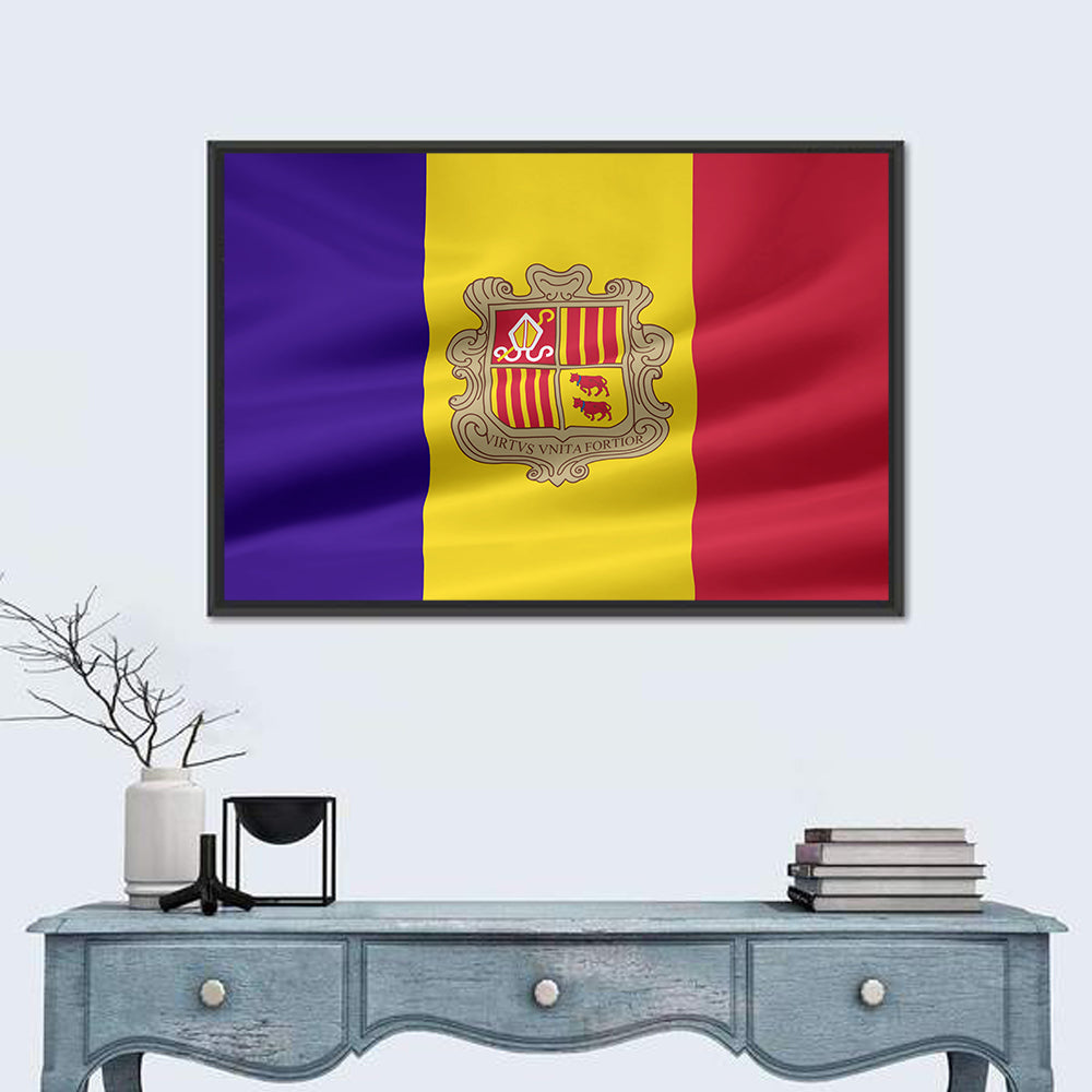 Andorra Flag with Coat of Arms Wall Art