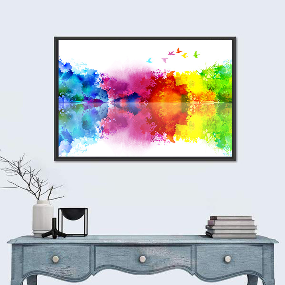 Mirrored Flock of Birds Watercolor Wall Art