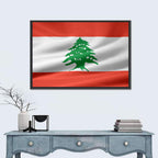 Lebanon Flag with Cedar Emblem Wall Art