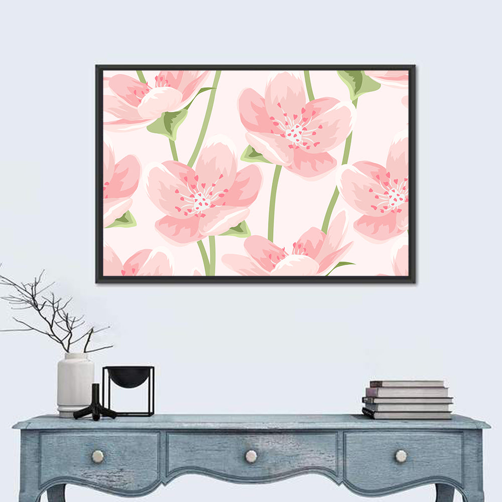 Spring Pink Sakura Magnolia Pattern Wall Art