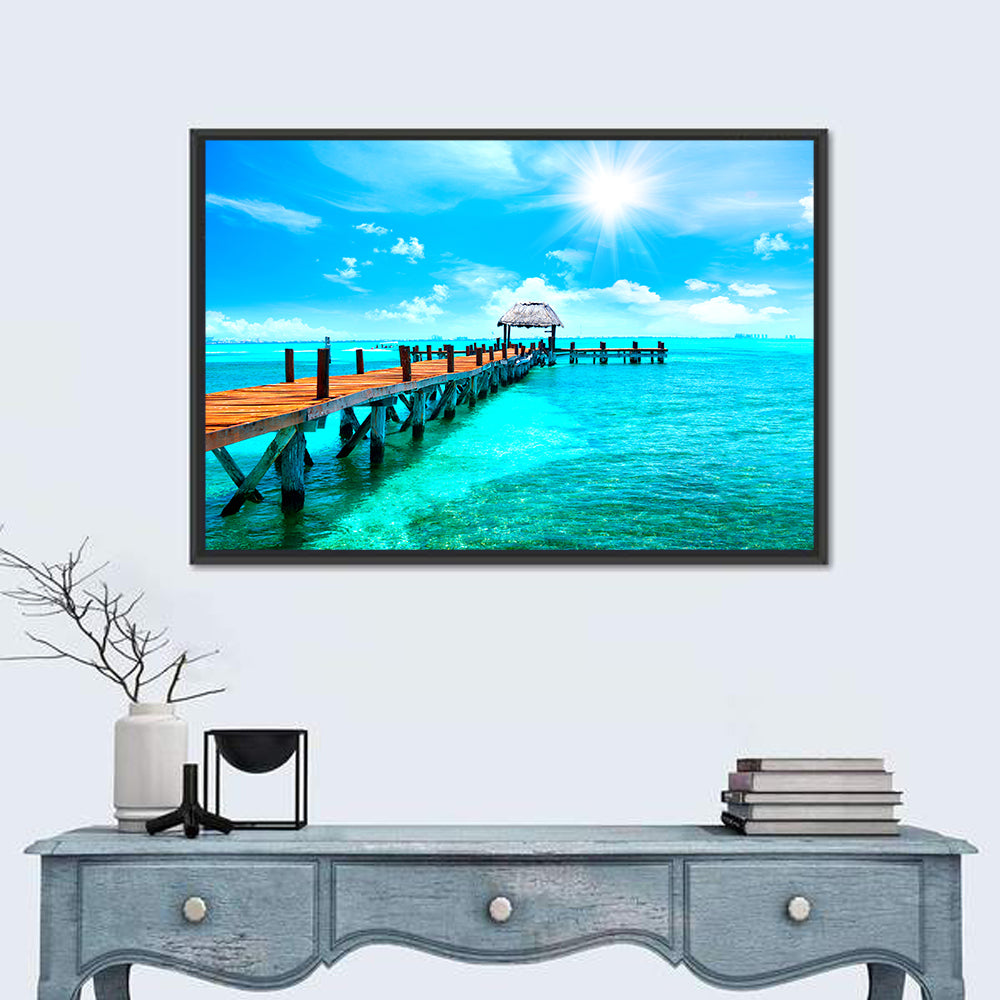 Wooden Jetty Near Cancun Wall Art
