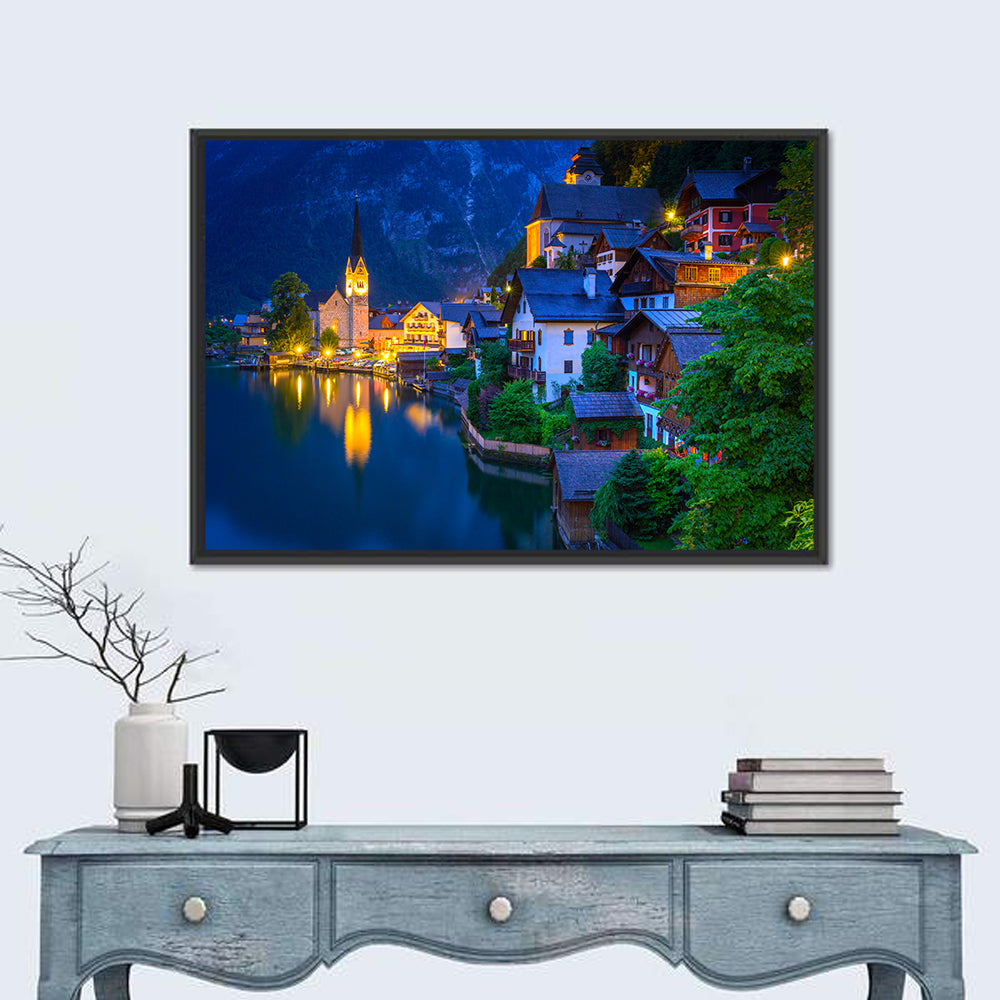 Hallstatt Lakeside at Dusk Wall Art