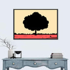 Red Horizon Tree Silhouette Wall Art