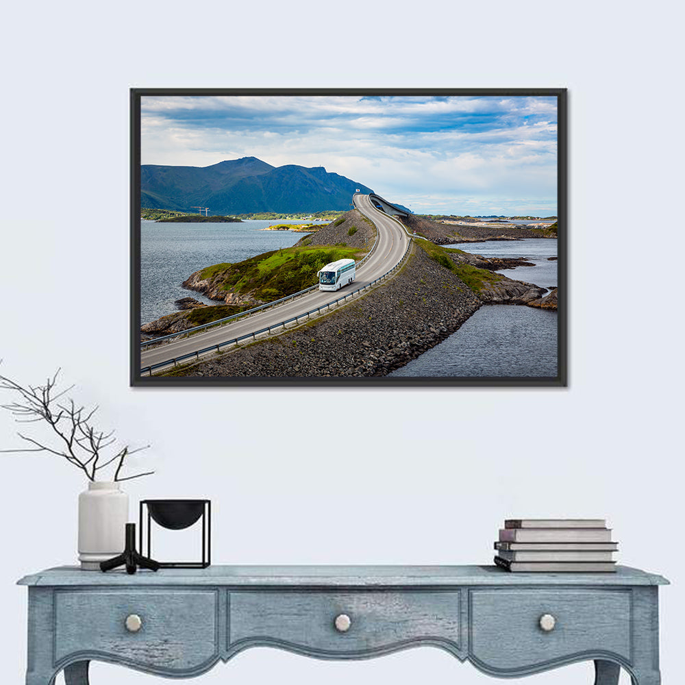 Storseisundet Bridge, Atlantic Road Norway Wall Art in a room, landscape