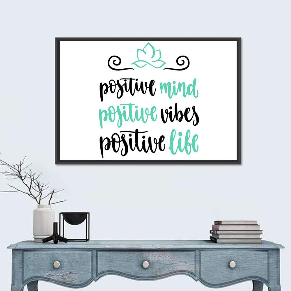 Lotus Yoga Inspirational Quote Wall Art in a room, landscape