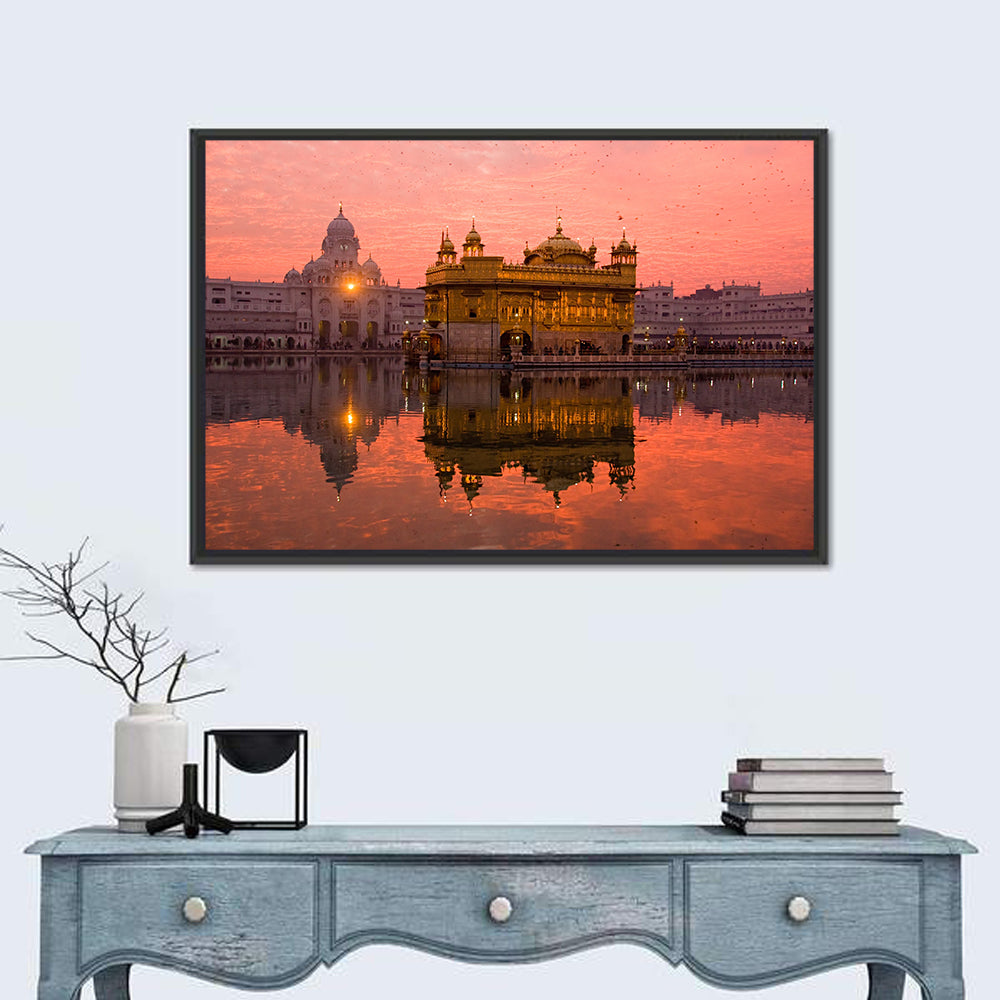 Sunset At Golden Temple In Amritsar Wall Art