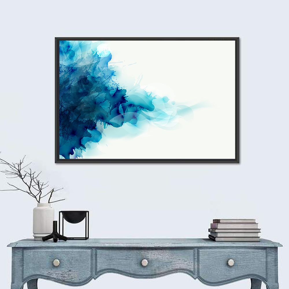Blue Watercolor Ink Blot Wall Art