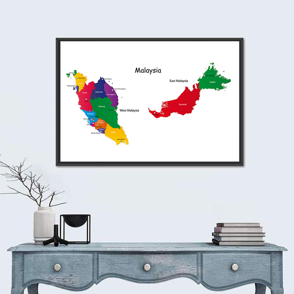 Two-part Malaysia Map Wall Art