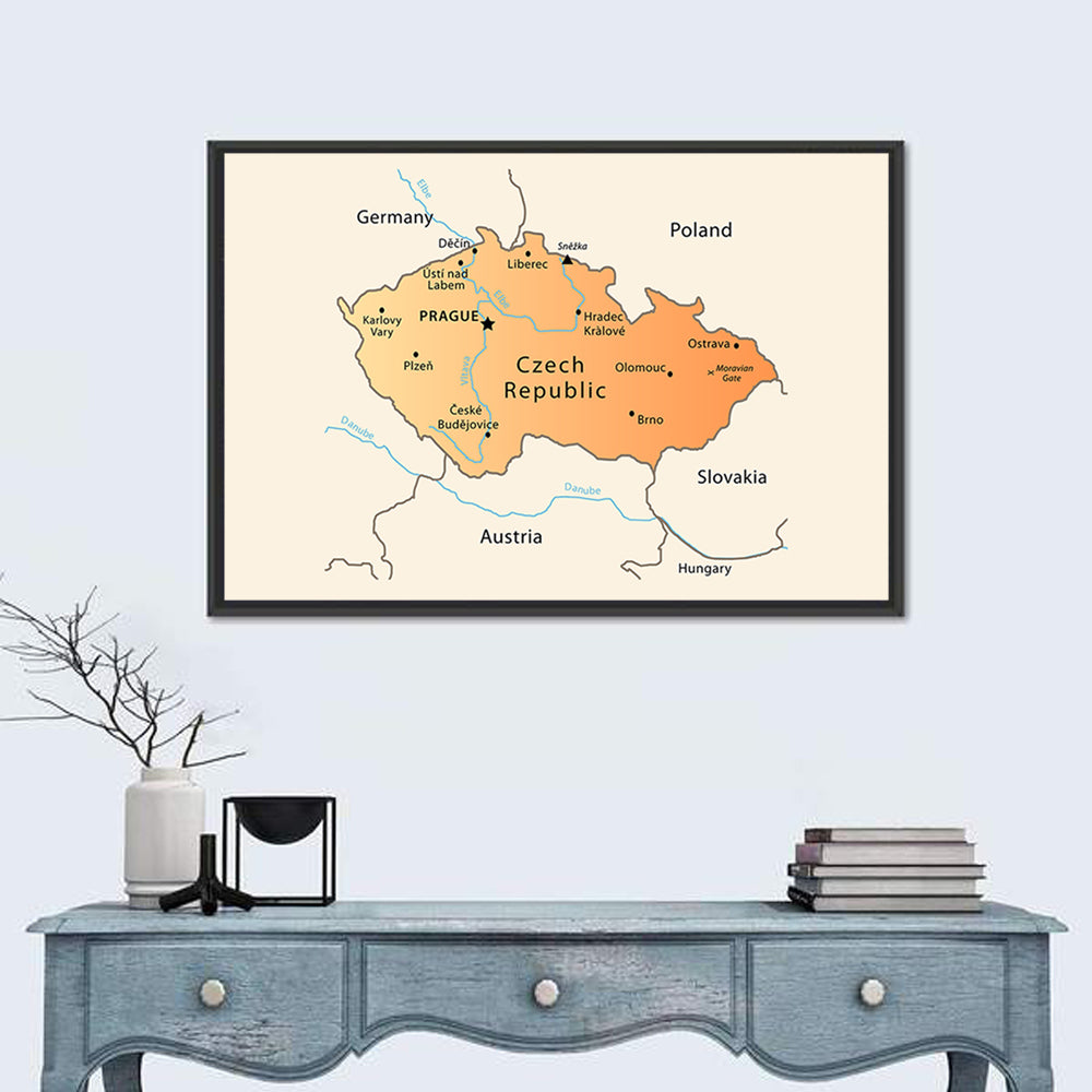 Minimalist Czech Republic Map Wall Art