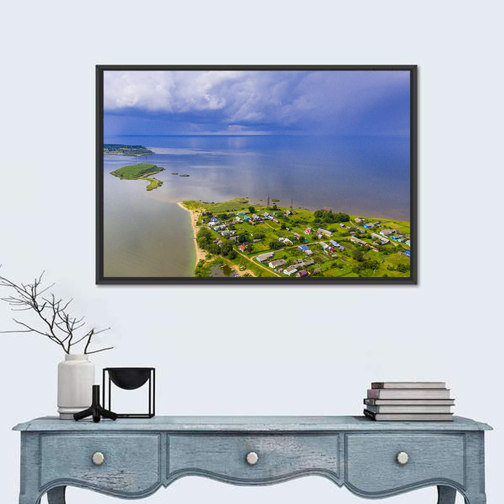 Pskov Lake and Talabski Islands Wall Art in a room, landscape