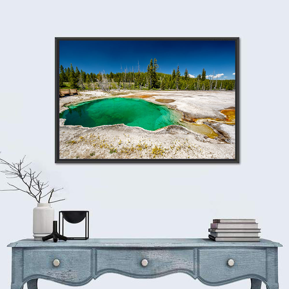 Abyss Pool in Yellowstone Wall Art in a room, landscape