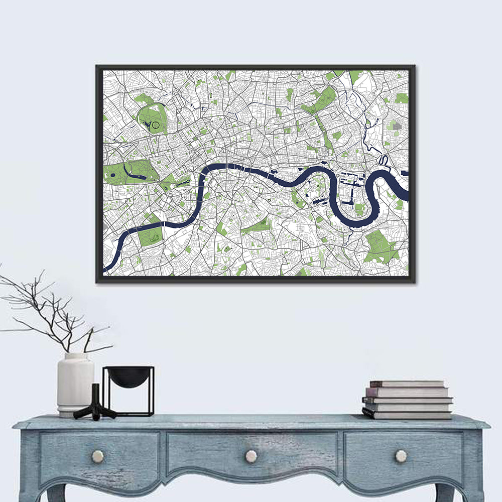 London City Map Wall Art in a room, landscape