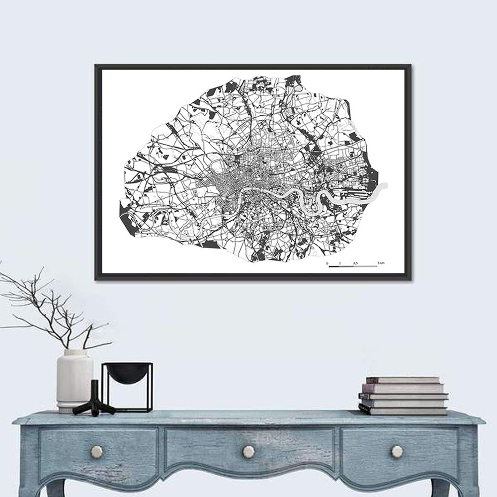 London City Map Wall Art in a room, landscape