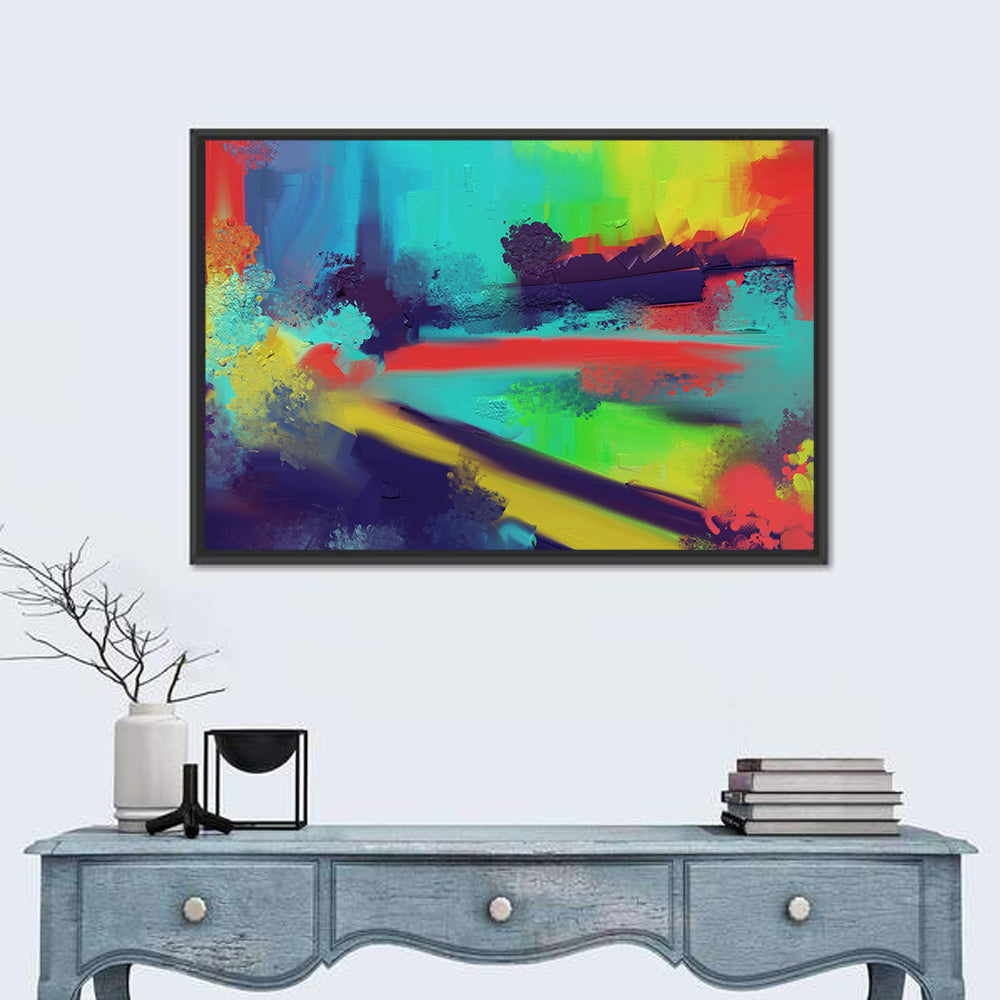 Vibrant Abstract Color Study Wall Art in a room, landscape
