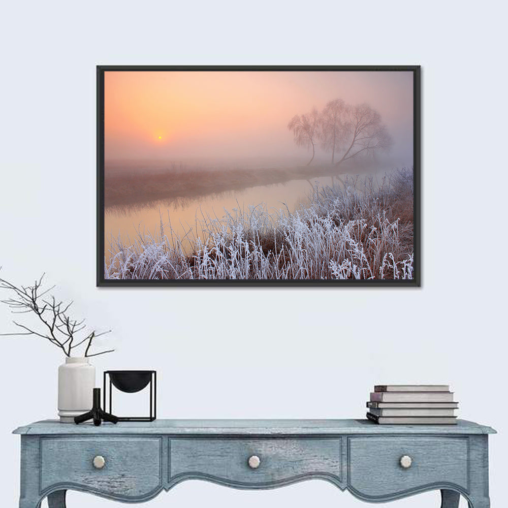 Misty Morning On River Wall Art