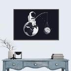 Little Astronaut Fishing the Moon Wall Art
