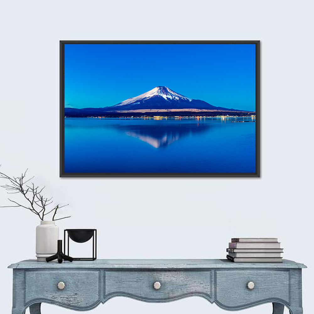 Mount Fuji Reflection Over Lake Yamanaka Wall Art in a room, landscape
