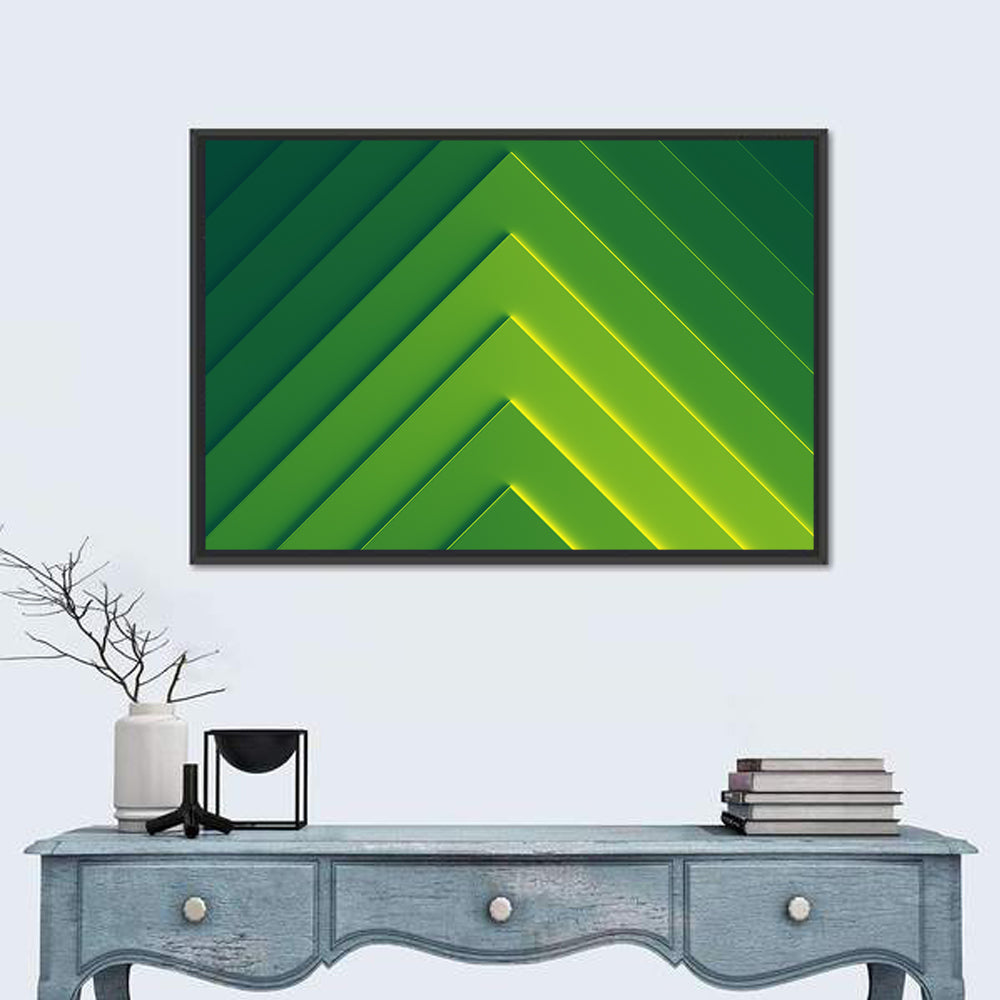 Green Chevron Geometric Abstract Wall Art