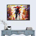 Couple Under Red Umbrella Wall Art