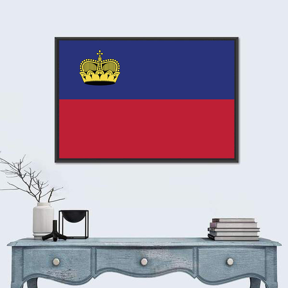 Liechtenstein Flag with Gold Crown Wall Art