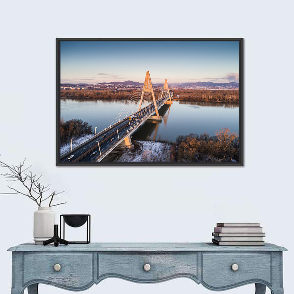 Megyeri Bridge Over the Danube Wall Art in a room, landscape