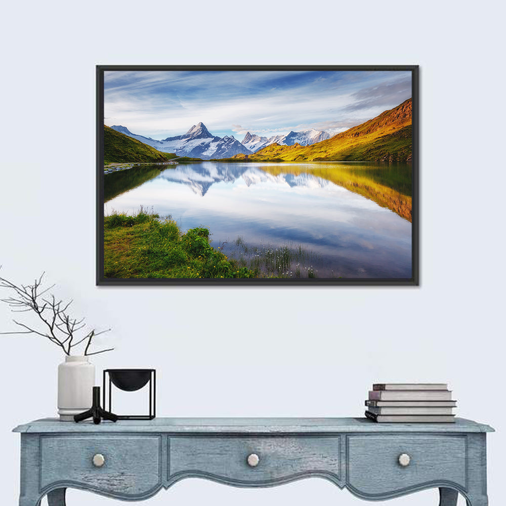 Schreckhorn and Wetterhorn at Bachalpsee Wall Art in a room, landscape