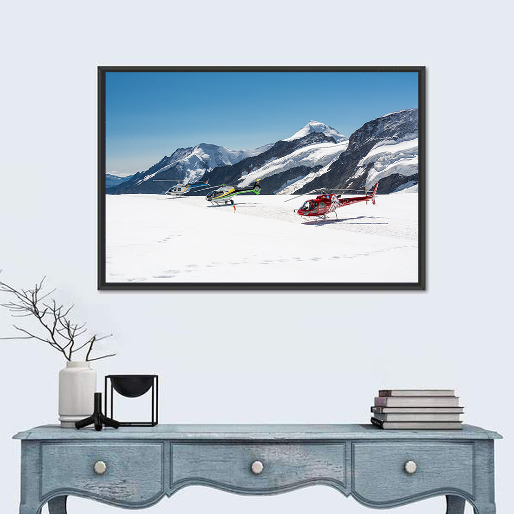 Sightseeing Helicopters on Aletsch Glacier Wall Art in a room, landscape