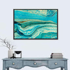 Teal Marble Waves Wall Art