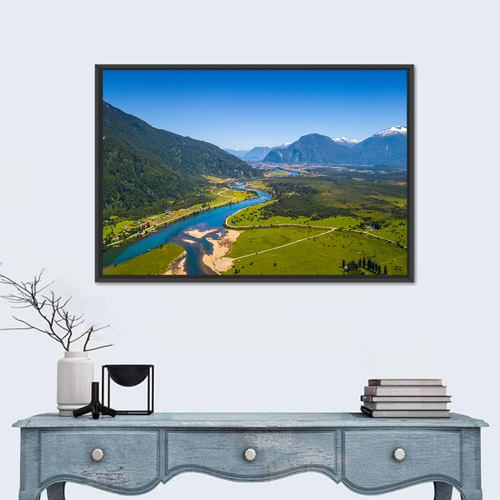 Puerto Aysen River Valley Wall Art in a room, landscape