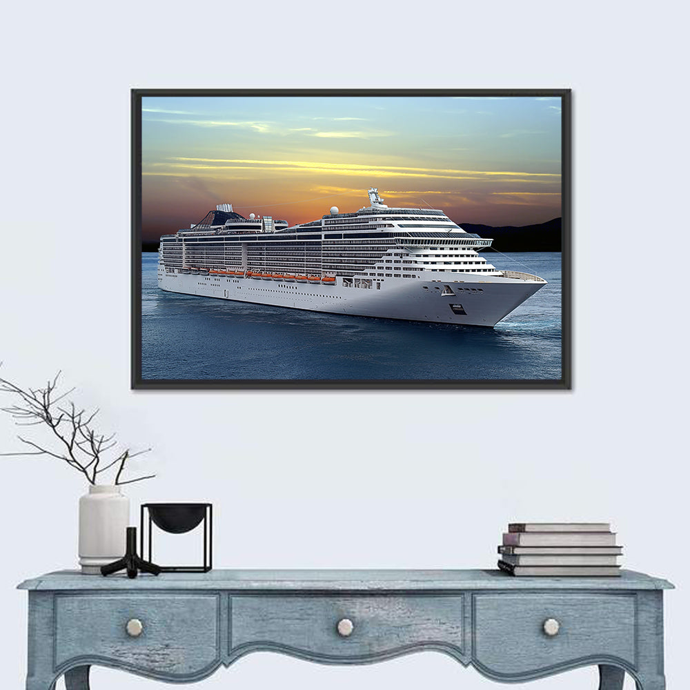 Cruise Ship at Sunset Wall Art