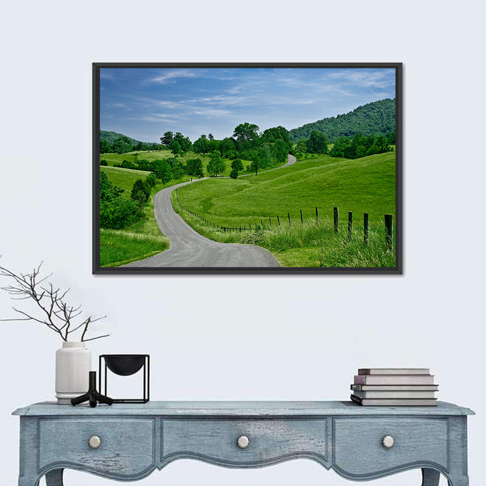 Blue Ridge Winding Road, Western Virginia Wall Art in a room, landscape