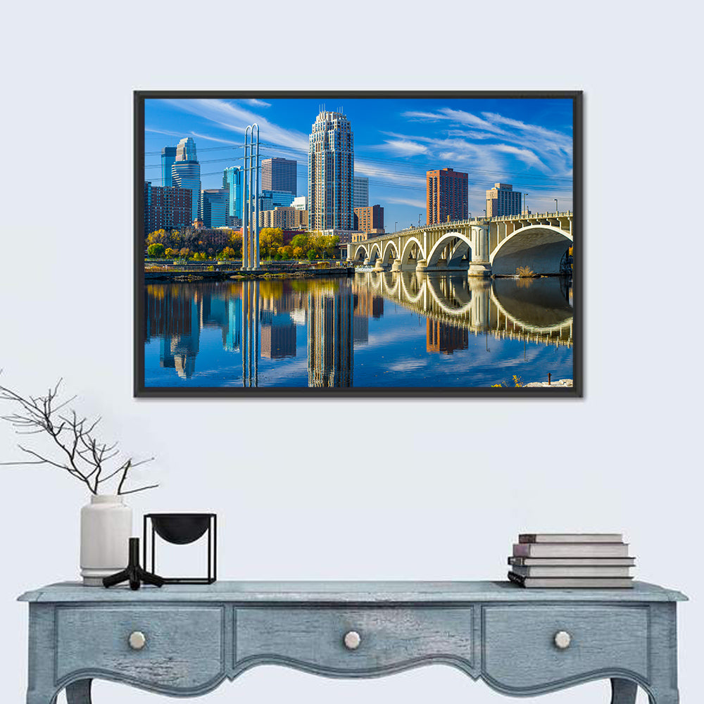 Minneapolis Skyline with Third Avenue Bridge Wall Art