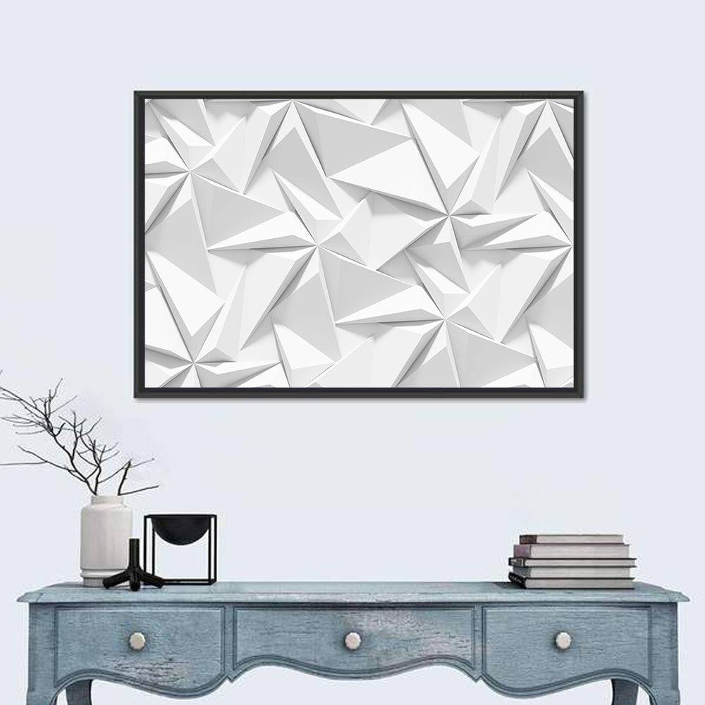 Origami Paper Geometric Pattern Wall Art in a room, landscape