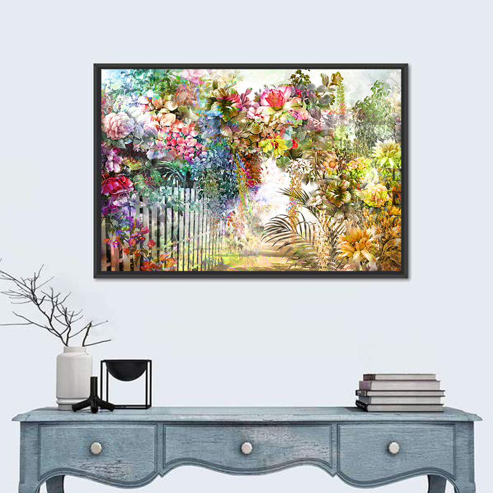 Spring Garden with White Picket Fence Wall Art
