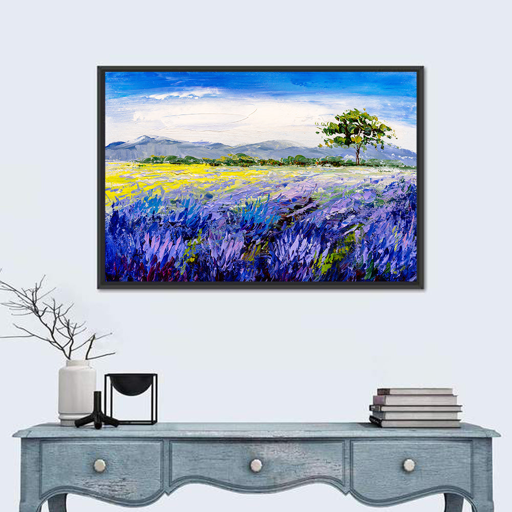 Lavender Field in Provence Wall Art in a room, landscape