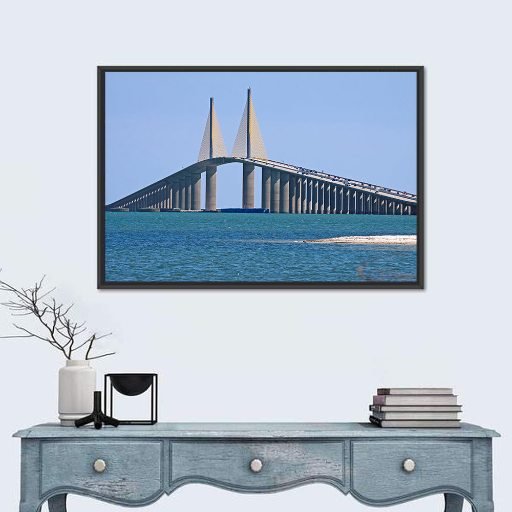 Sunshine Skyway Bridge, Cable-stayed View Wall Art in a room, landscape