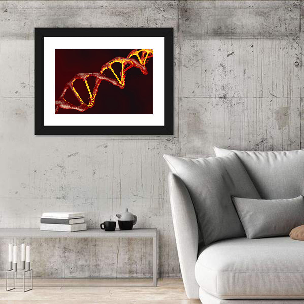 Red Dna Double Helix Wall Art
