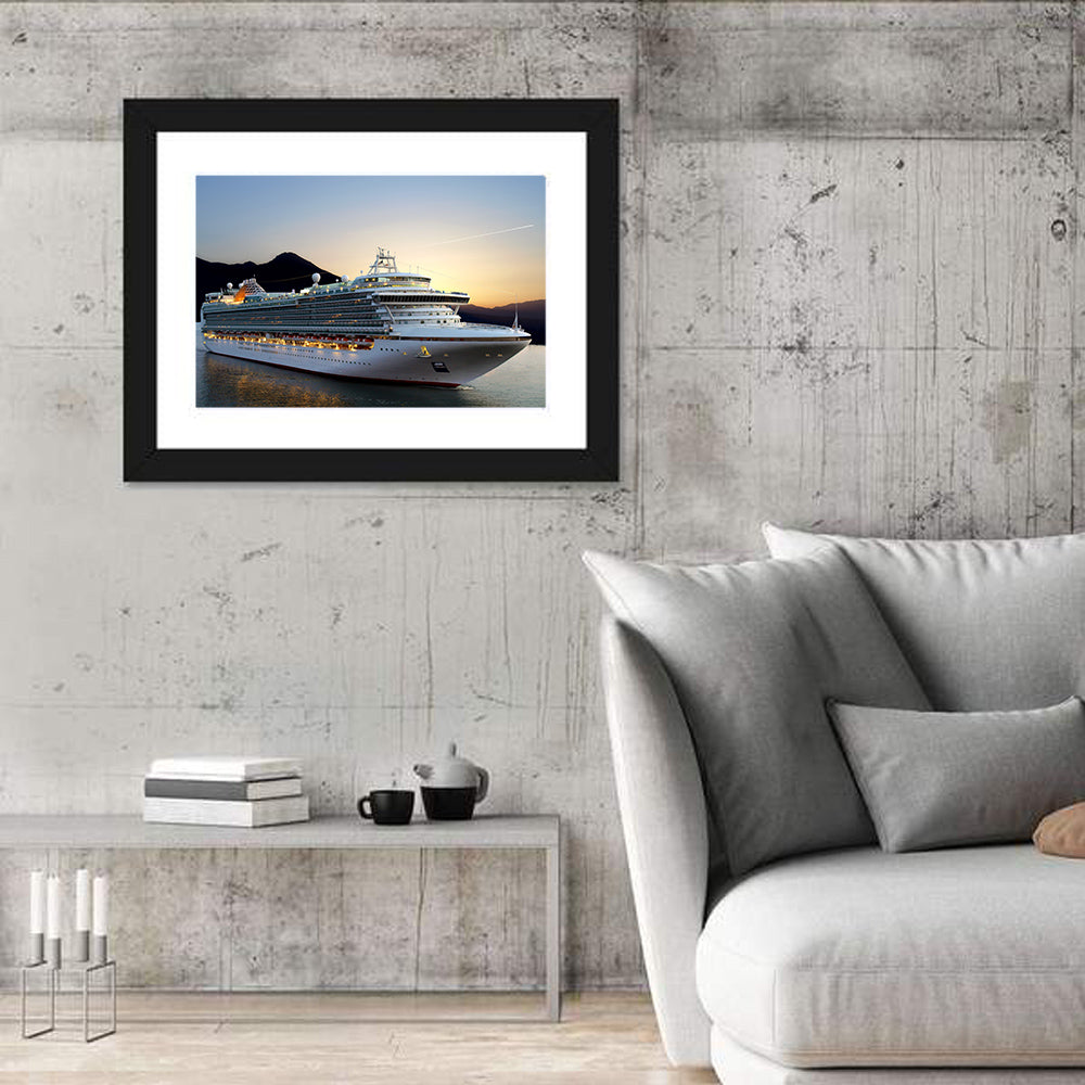Cruise Ship at Sunset Wall Art