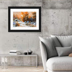 Snowy Cottage at Golden Hour Wall Art