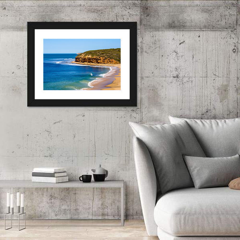 Bells Beach Coastal Cliffs Wall Art in a room, landscape
