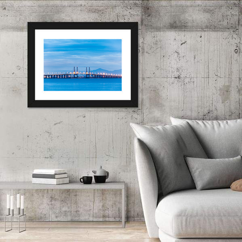Penang Bridge at Dusk Wall Art in a room, landscape